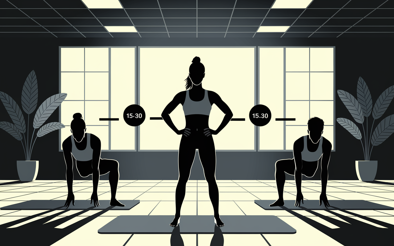 Postures etirements 15-30 secondes salle lumineuse