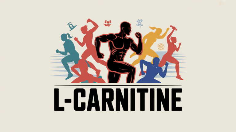 Athlète et silhouettes dynamiques autour du titre L-carnitine