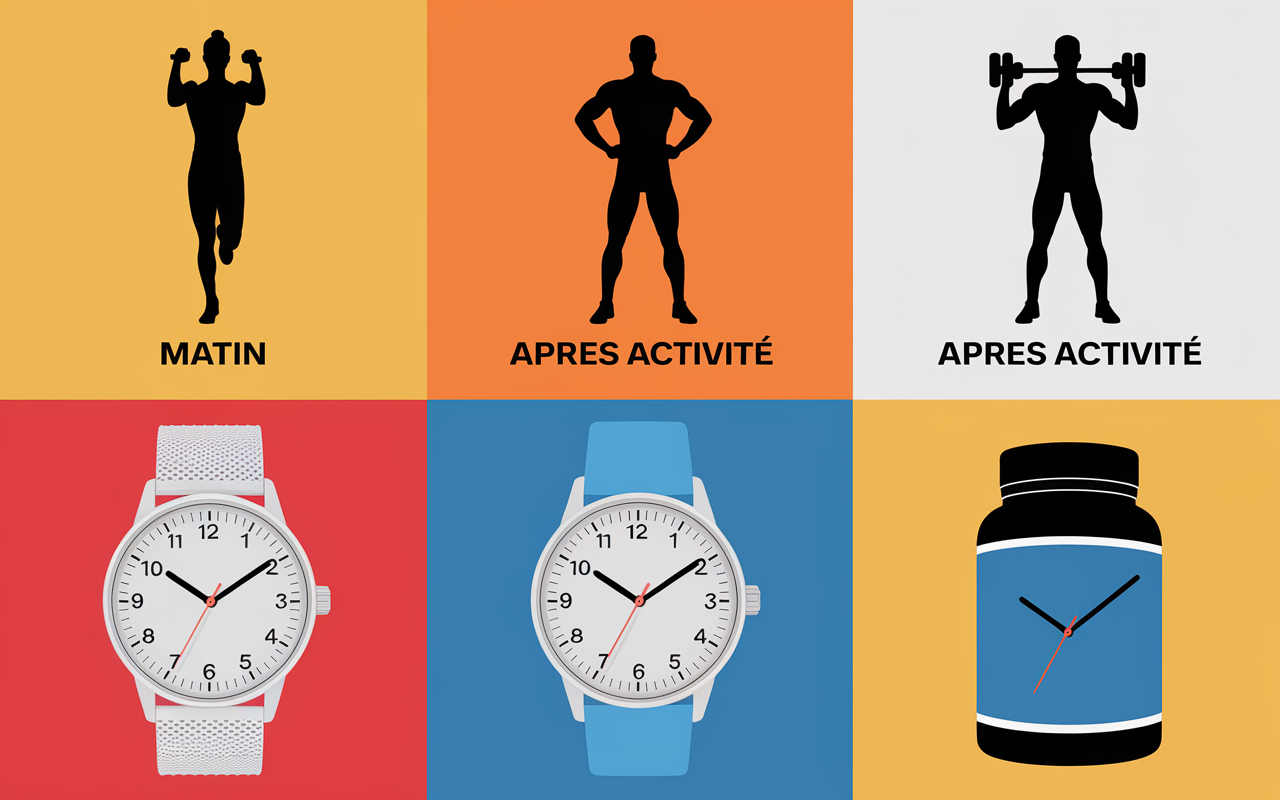 Tableau matin avant après activité L-carnitine sportifs horaires