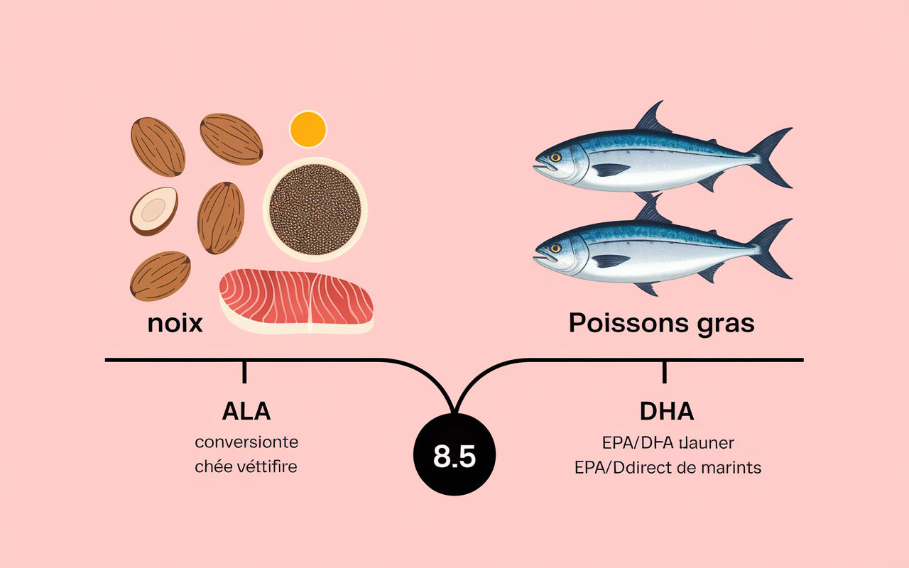 balance omega 3 ALA vegetaux EPA DHA marins