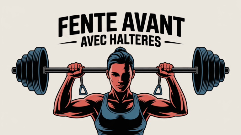 Exercice fente avant haltères silhouette vue de face