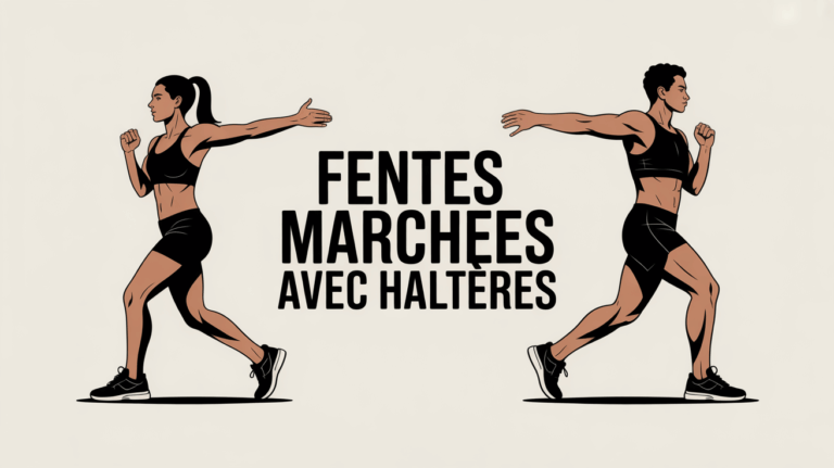 fentes marchees avec halteres illustration posture parfaite jambes fessiers