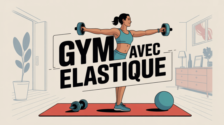 personne gym avec elastique sur tapis en interieur