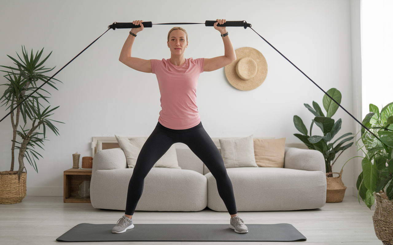 exercice gym avec elastique resistance debutant