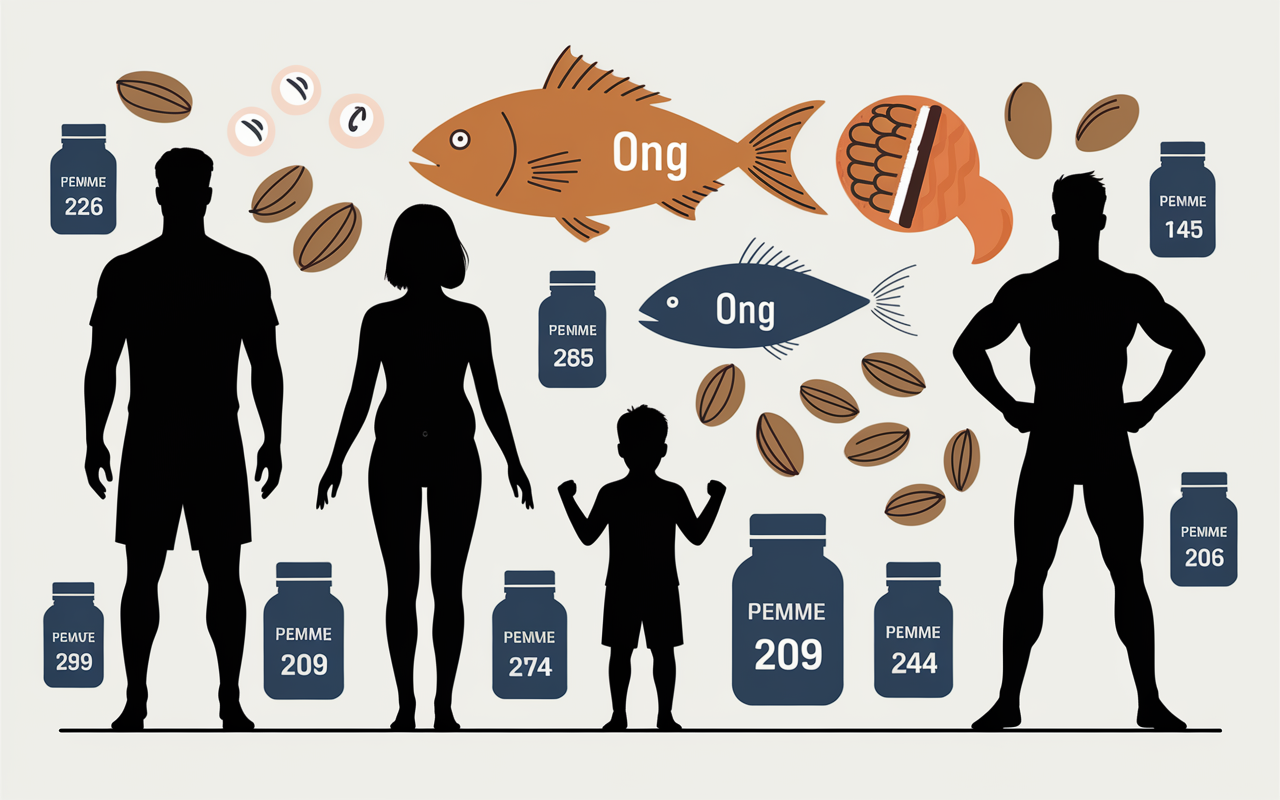 tableau visuel recommandation omega-3 adulte enfant sportif