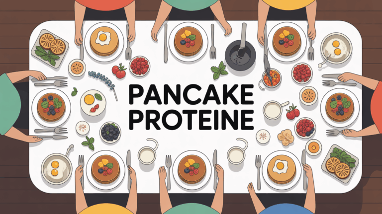 table petit dejeuner healthy pancakes proteine fruits