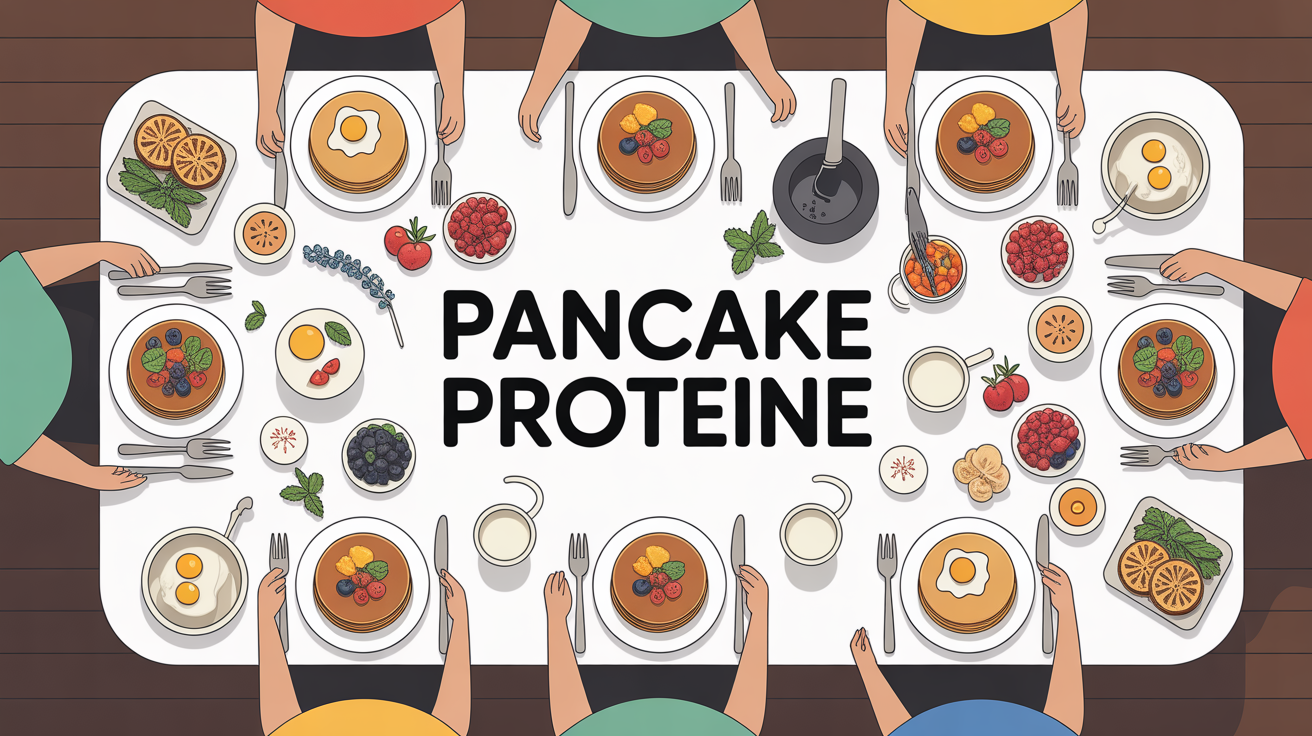 table petit dejeuner healthy pancakes proteine fruits