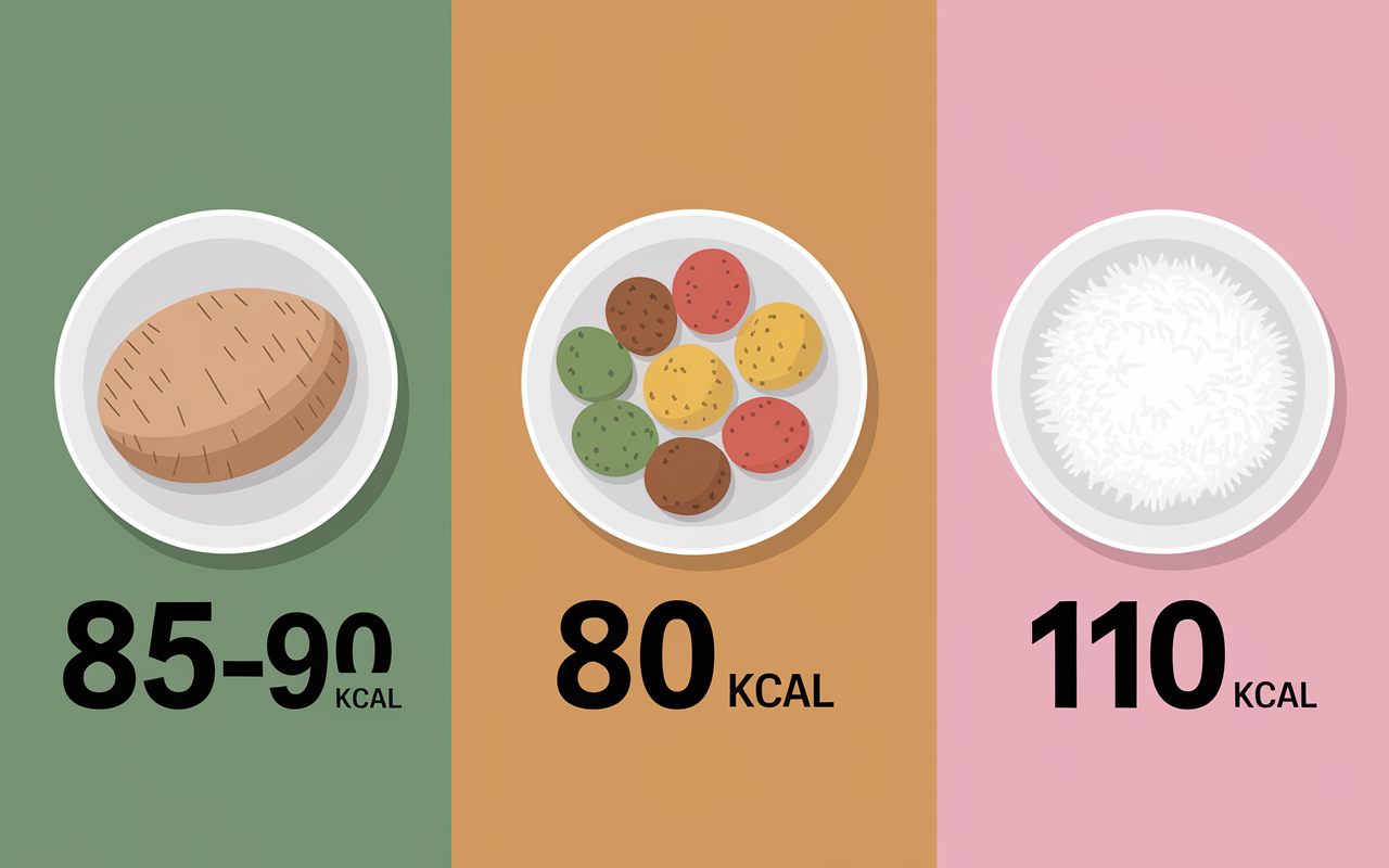 Tableau calories patate douce, pomme de terre, riz
