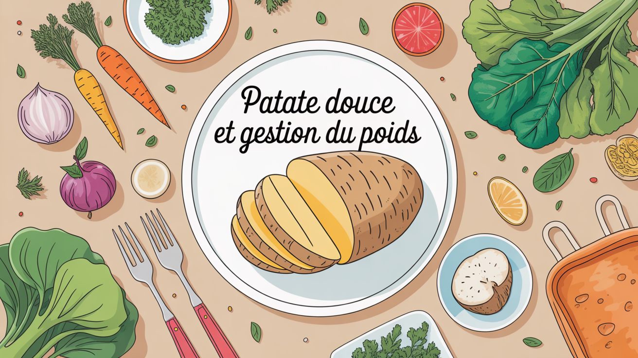 Assiette patate douce et légumes, gestion du poids