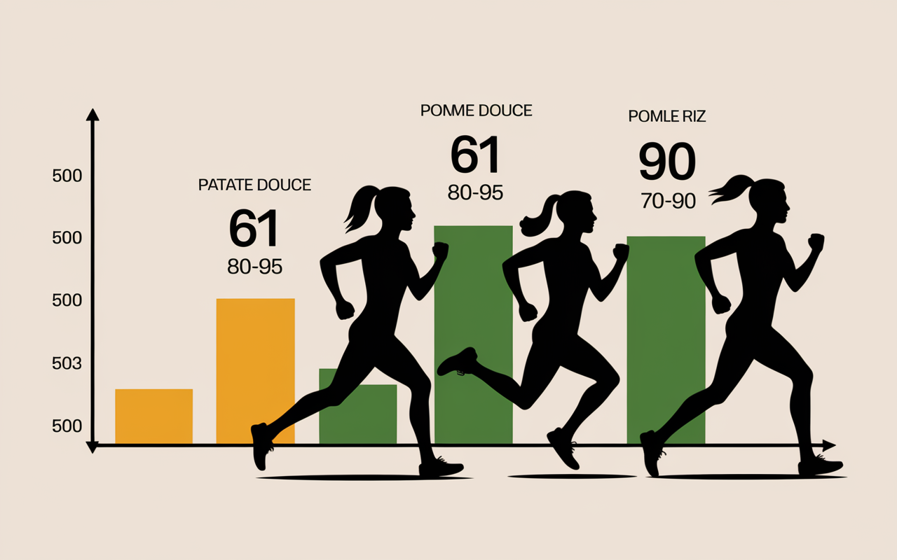 Graphique index glycémique patate douce, sportive