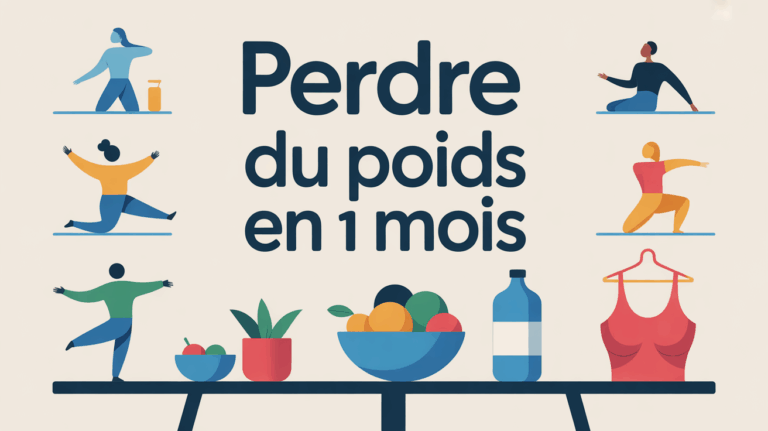 Illustration perdre du poids en 1 mois, balance et sport