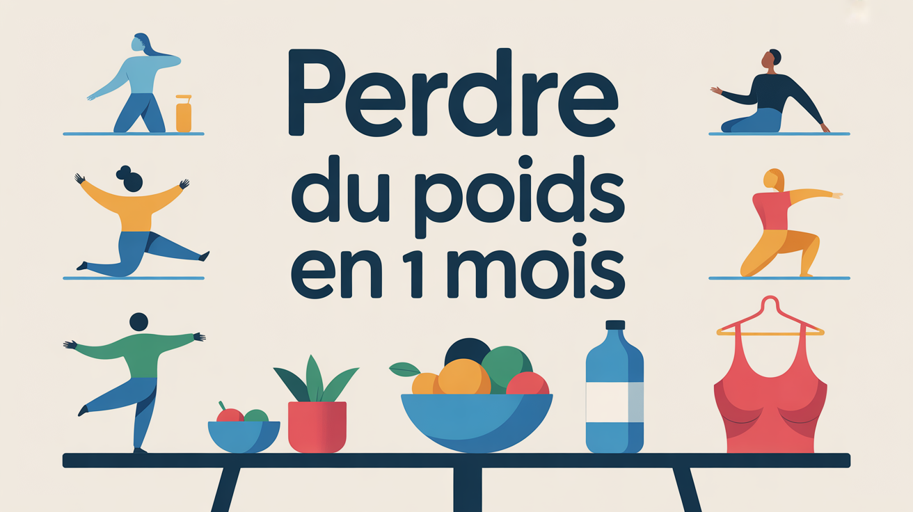 Illustration perdre du poids en 1 mois, balance et sport