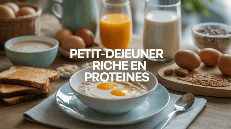 Table petit déjeuner riche en protéines varié sans visage
