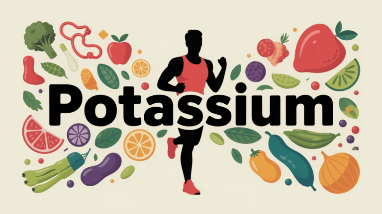 Sportif coach avec aliments riches en potassium