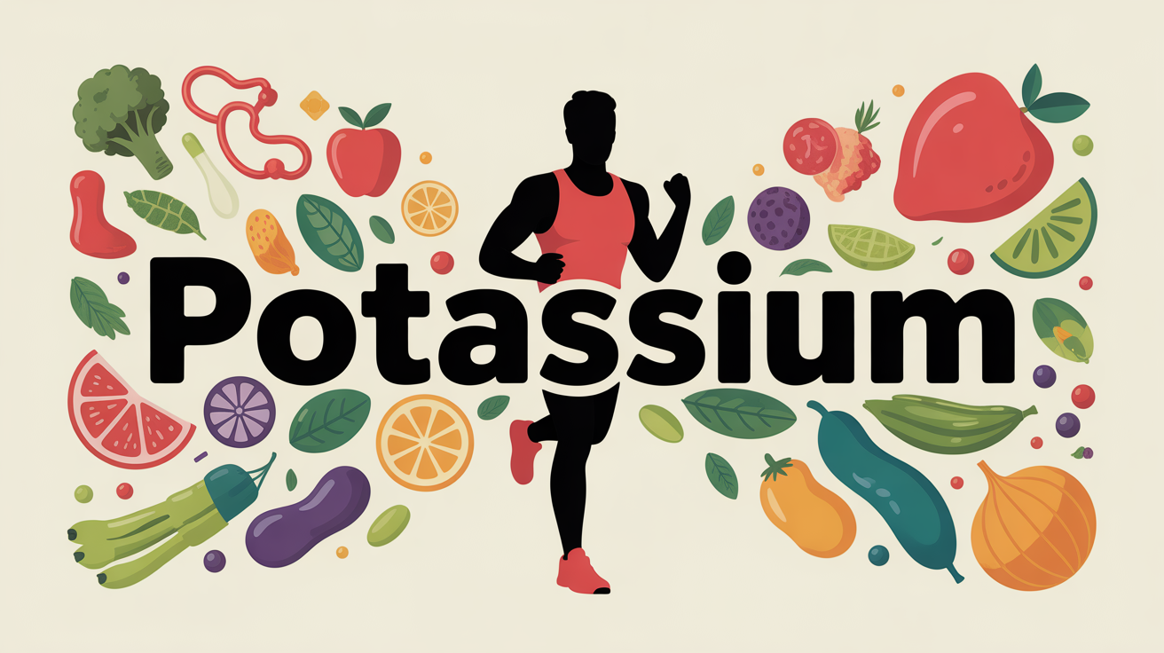 Sportif coach avec aliments riches en potassium