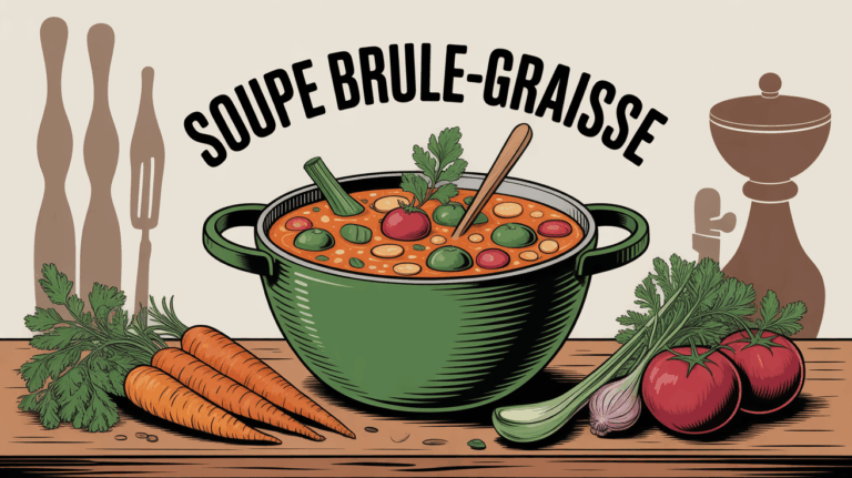 Illustration soupe brûle graisse légumes marmite balance