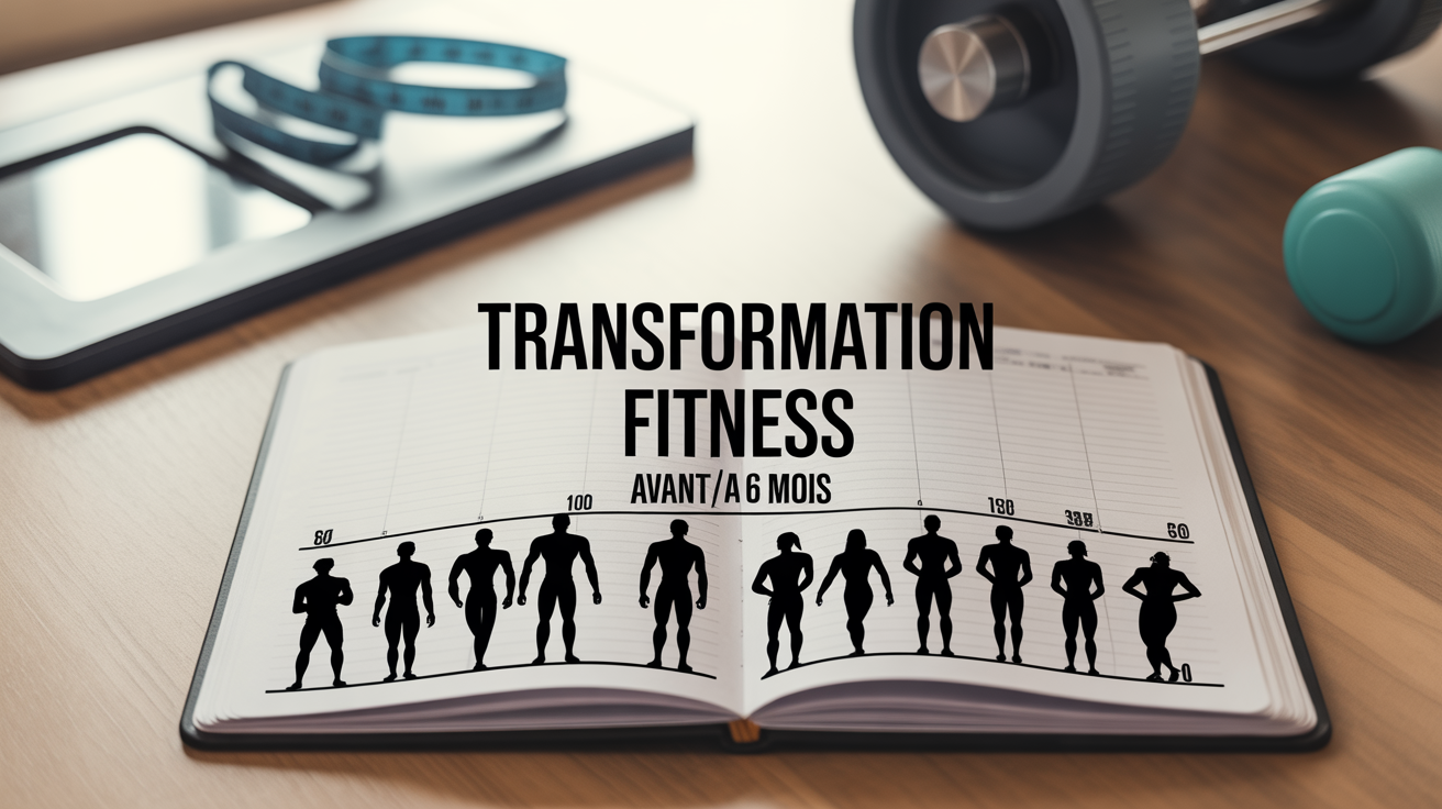 carnet suivi transformation fitness avant apres 6 mois
