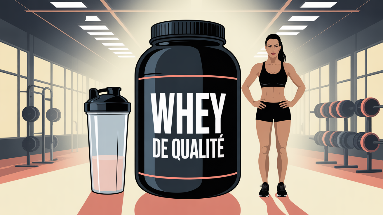 pot whey de qualite et shaker avec sportifs