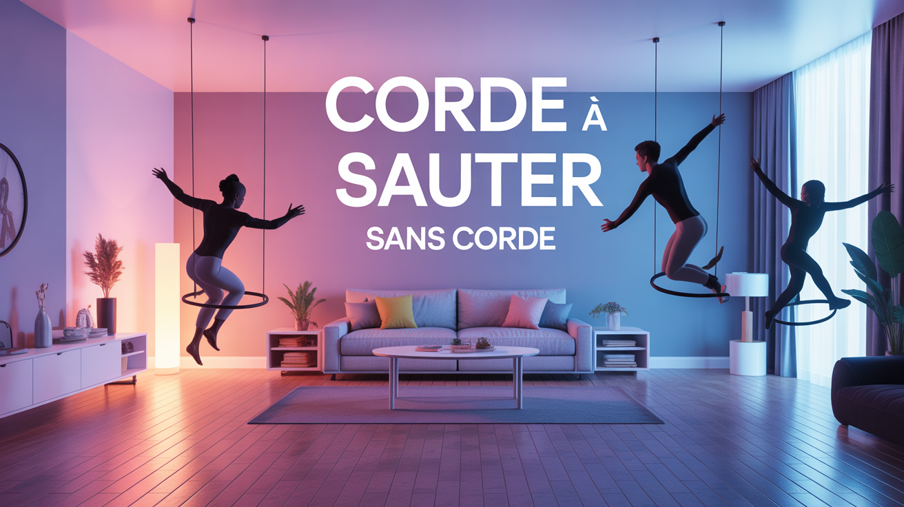 groupe de personnes sautant avec corde a sauter sans corde en appartement