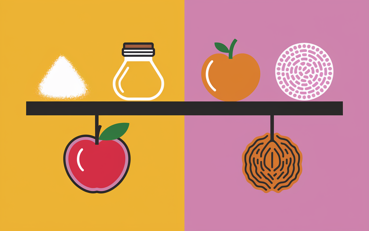 Balance glucides simples contre glucides complexes visuel