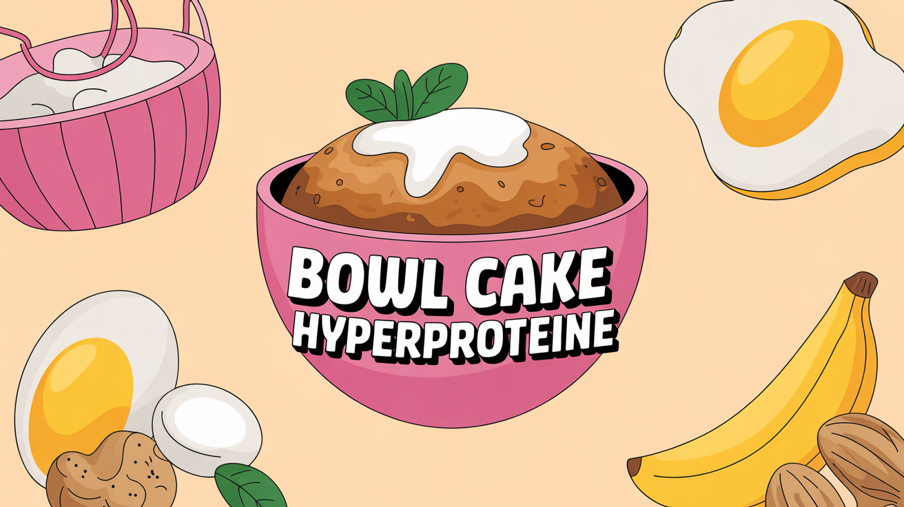 bol cake hyperprotéiné avec ingrédients bruts et ambiance sportive