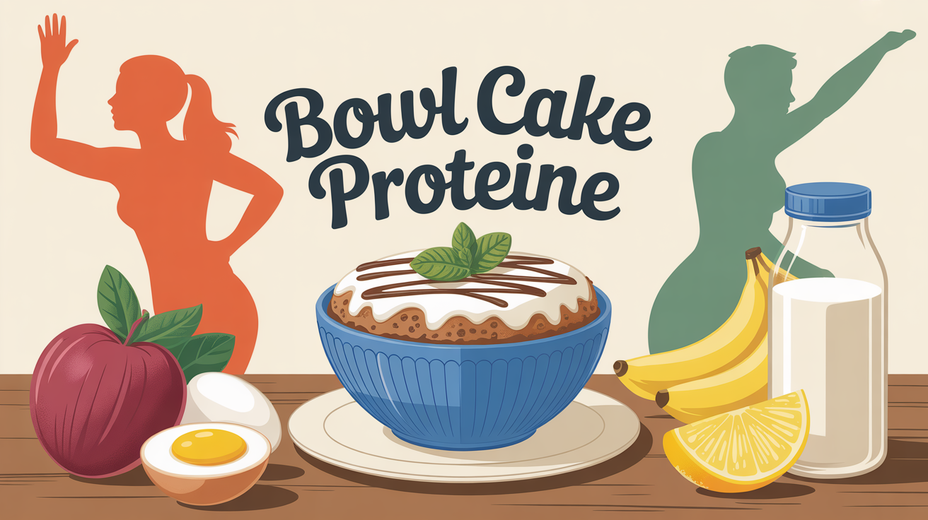 bowl cake protéiné sur table ingrédients et athlètes