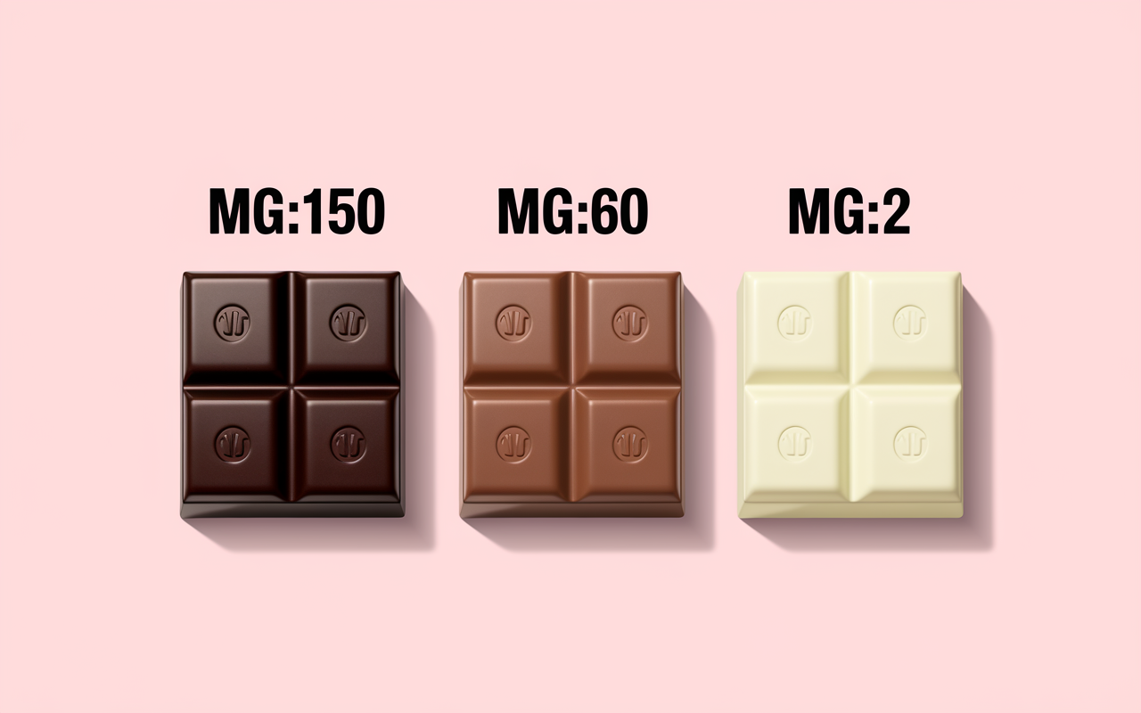 comparatif chocolat noir magnesium lait blanc musculation