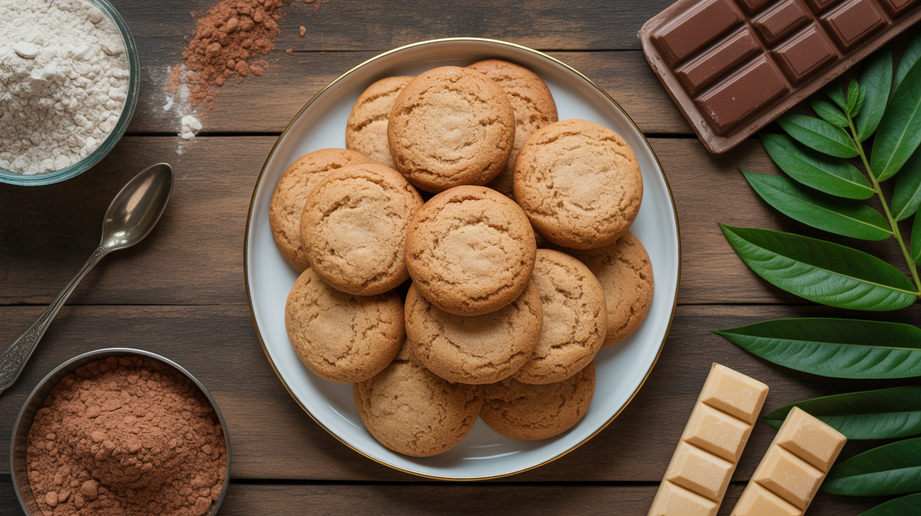 assiette cookies healthy beurre de cacahuete vue dessus