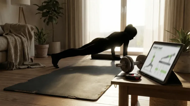 tapis fitness planche haltères suivi entraînement