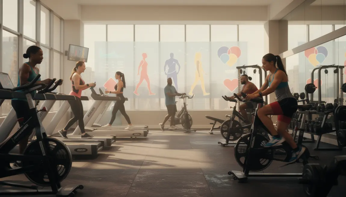 personnes entrainement salle sport frequence cardiaque