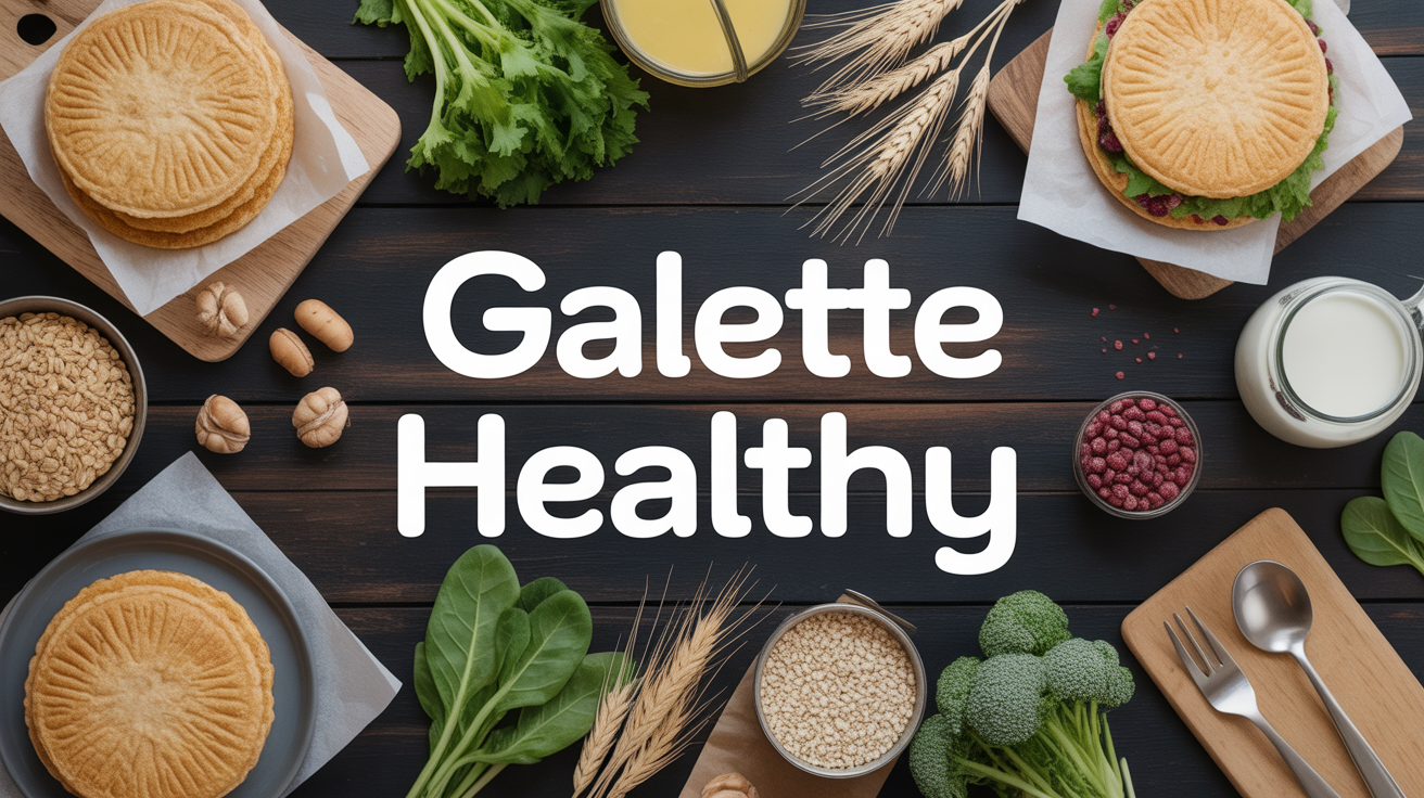 Galette healthy empilees sur table bois, ingrédients nutrition sportive