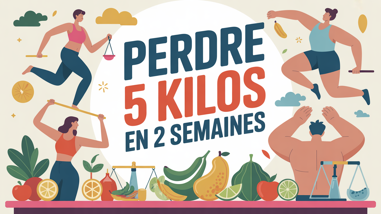 Personnages en mouvement avec balances et aliments sains pour perte de poids rapide