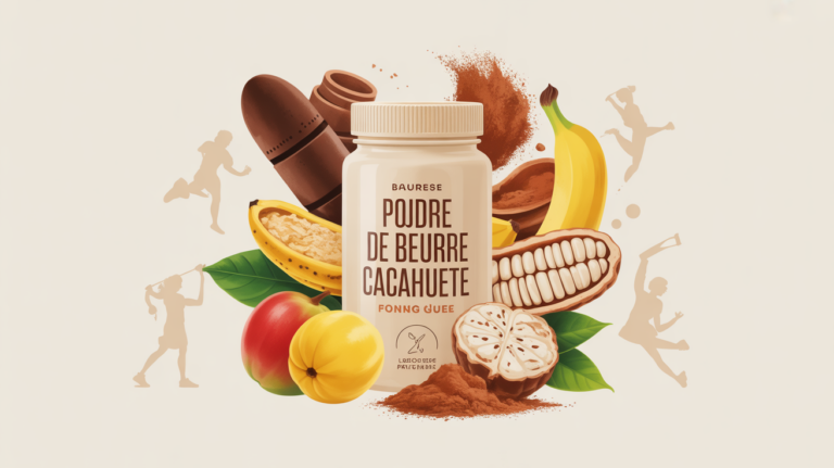 Montage poudre de beurre de cacahuete et accessoires sportifs