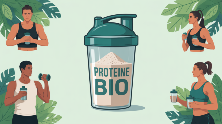 Proteine Bio poudre sportive fond clair