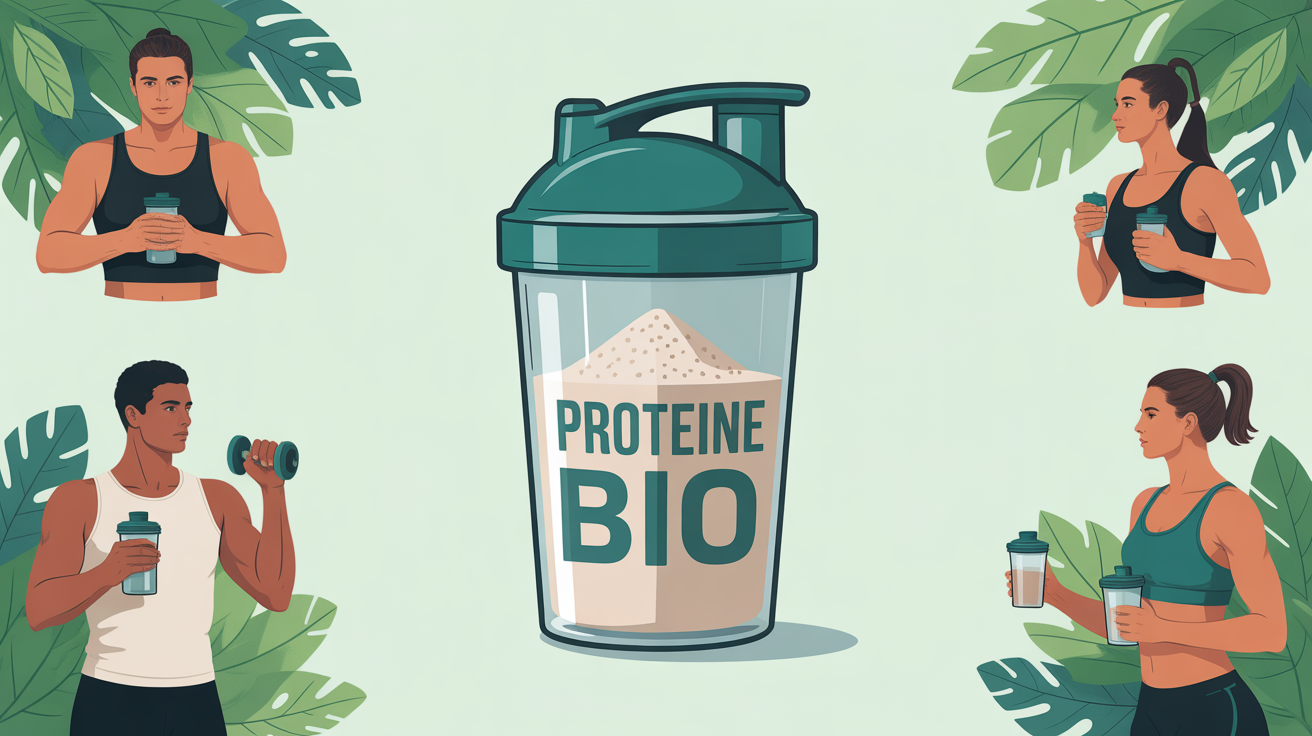 Proteine Bio poudre sportive fond clair
