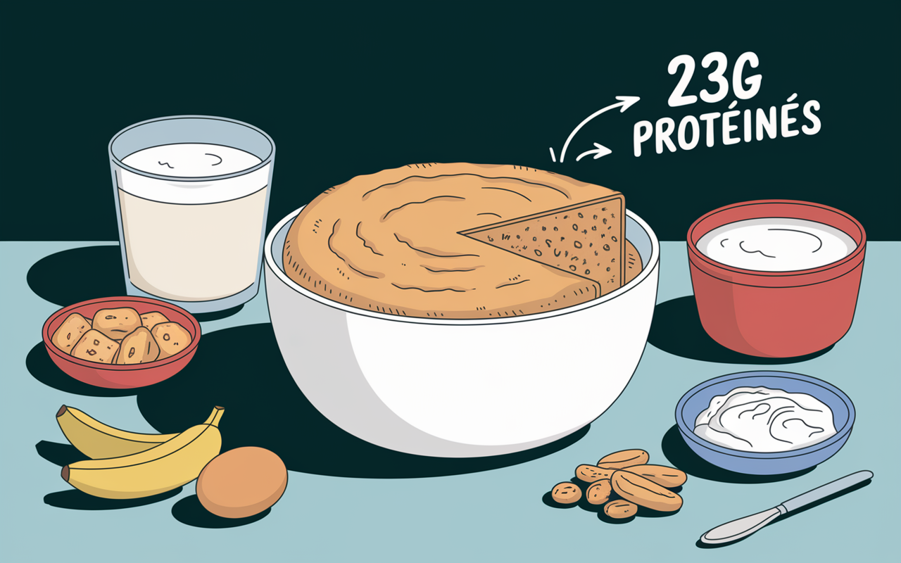 bowl cake hyperprotéiné ingrédients et 23g protéines en cuisine