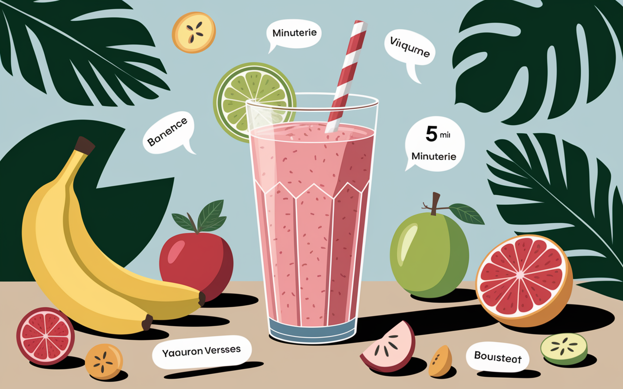 recette smoothie sportif, ingrédients visibles, préparation rapide