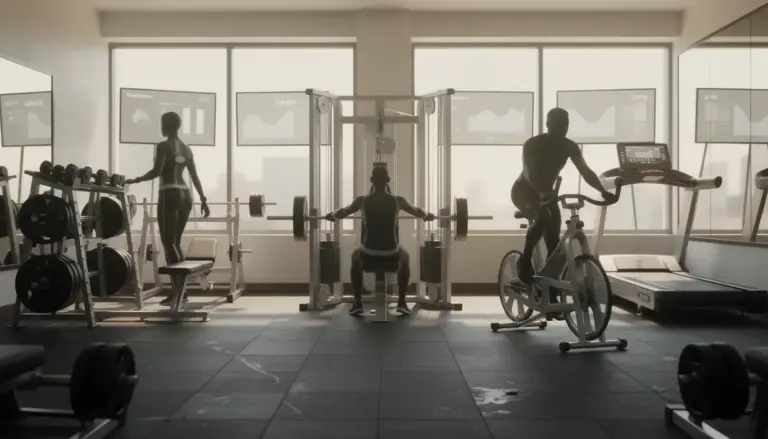 Salle lumineuse, musculation et cardio, suivi performance