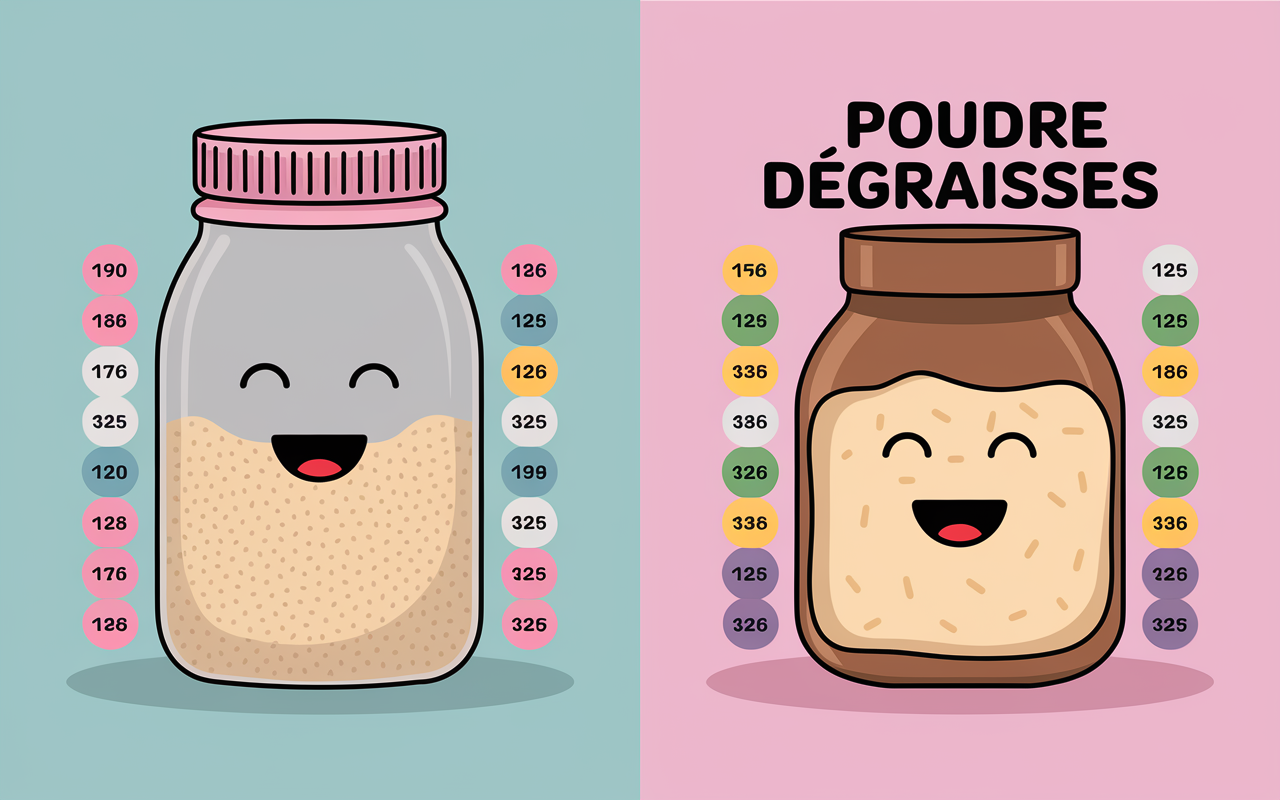 Comparatif nutritionnel poudre de beurre de cacahuete beurre classique