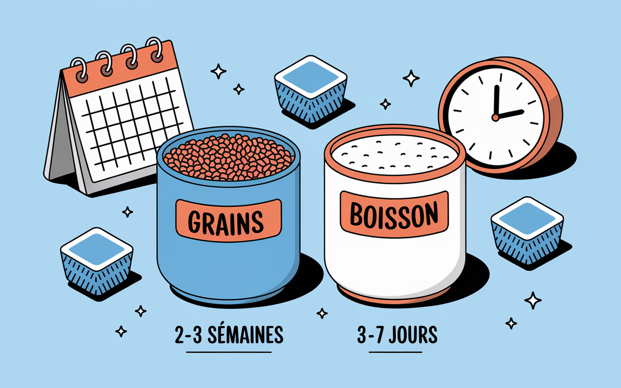 Tableau duree au frigo grains et boisson kefir