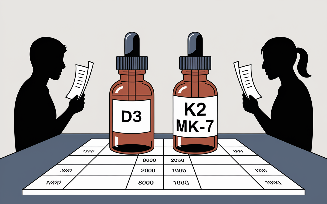 vitamine D3 K2 MK-7 table comparaison formes efficaces