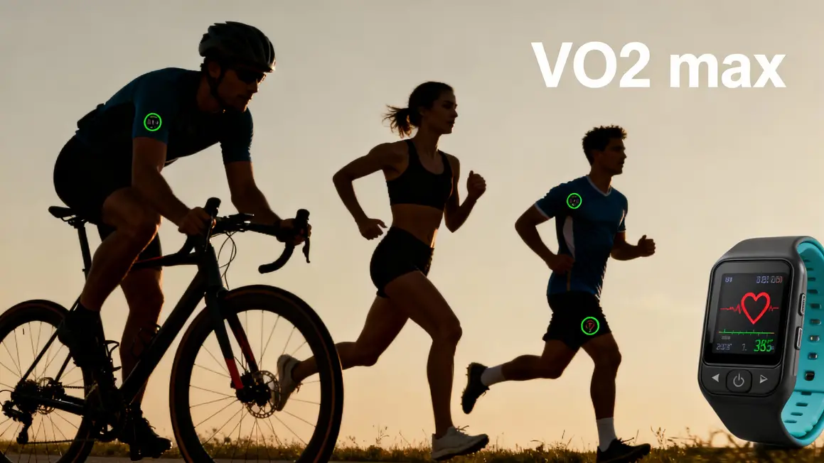 Sportifs en compétition avec indicateurs VO2 max visibles