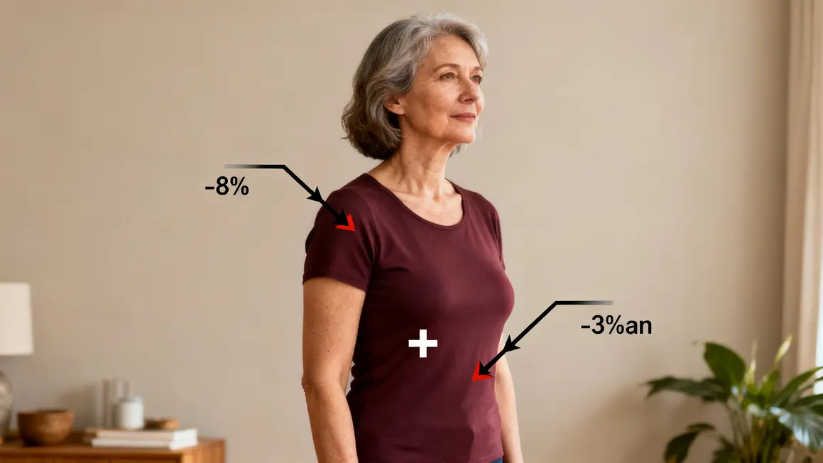 Graphique effets menopause perte musculaire densite osseuse