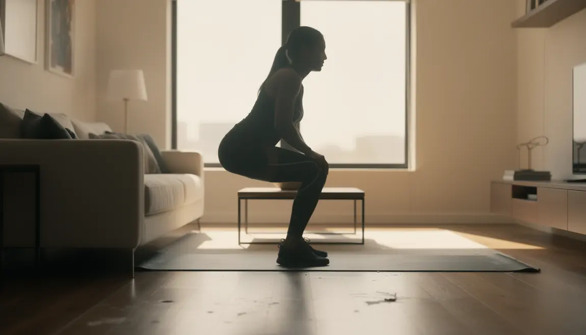 Exécution du squat musculation jambes maison sans matériel