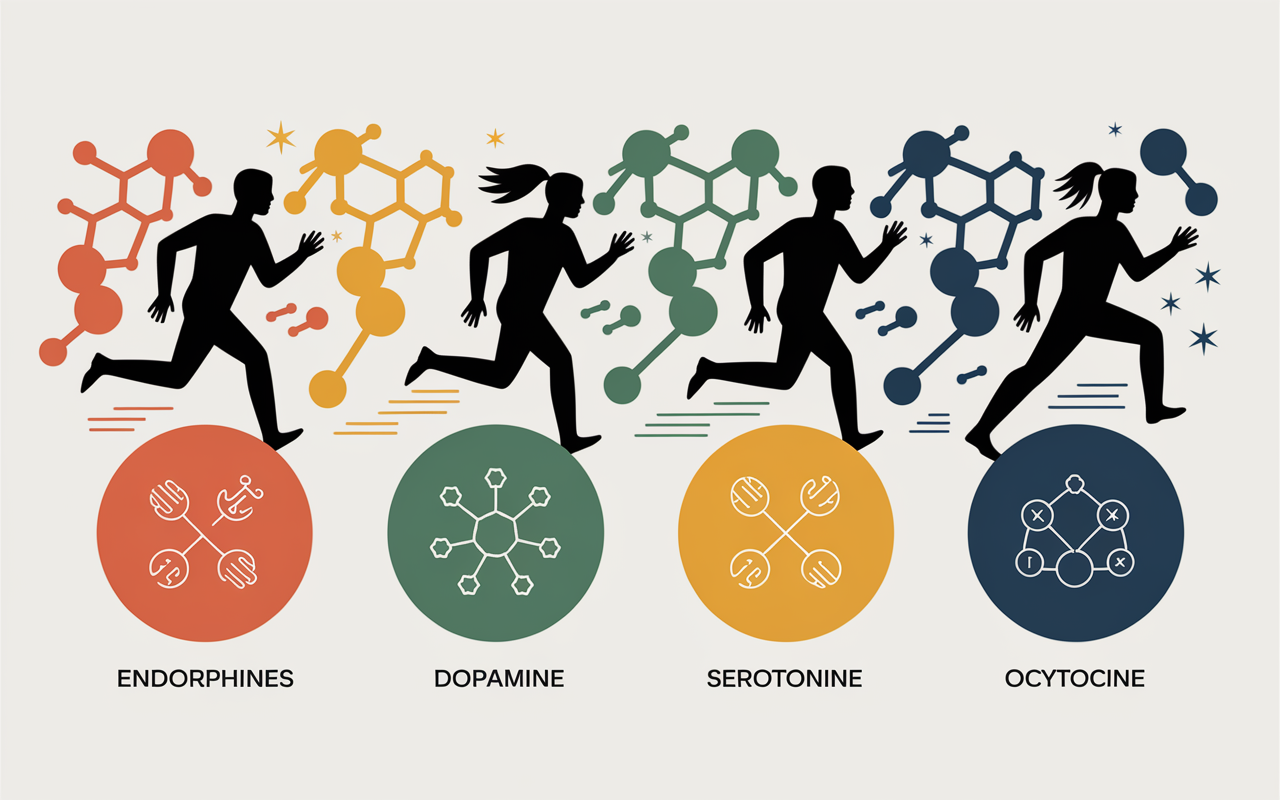 infographie sport hormone du bonheur molecules