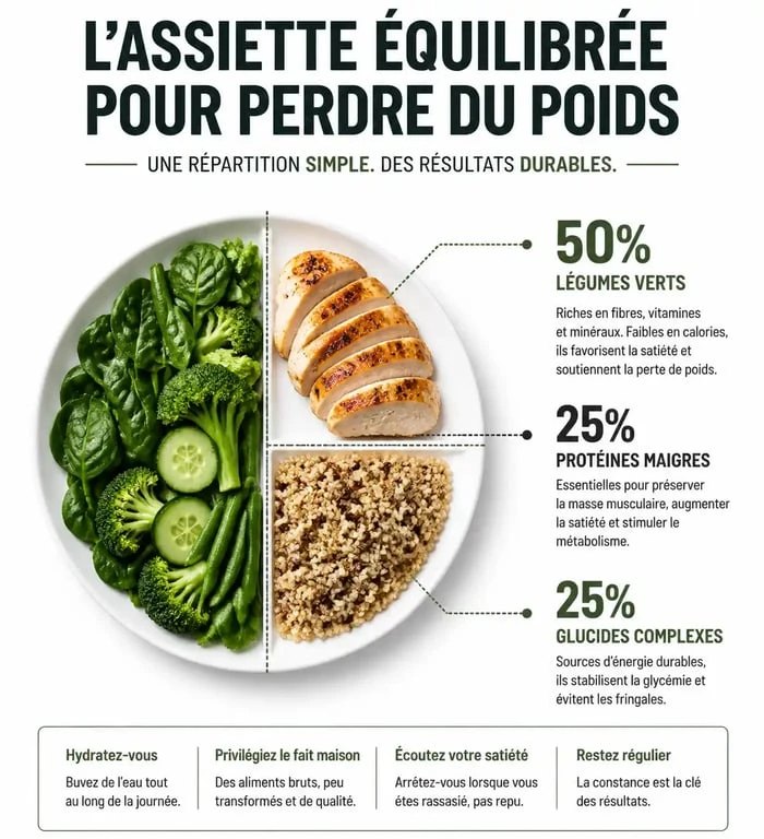 Composition d'une assiette équilibrée pour maigrir vite et bien