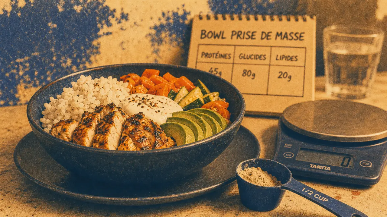 Manger prise de masse : bowl protéines pour surplus 300-500 kcal