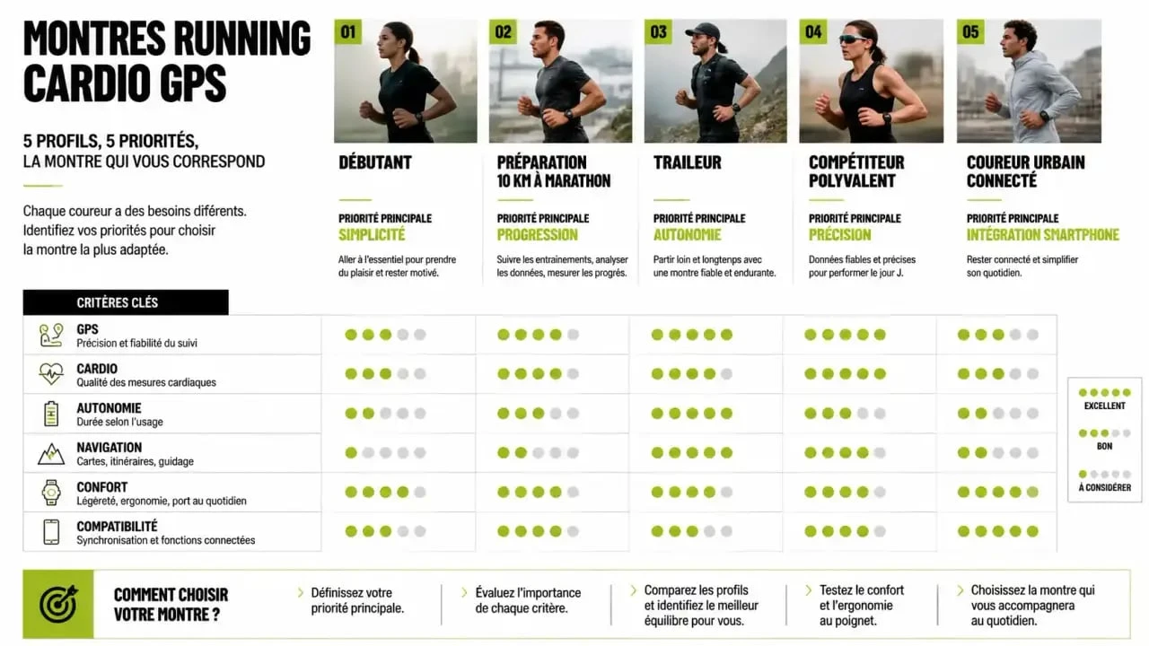 Comparatif montre running : critères de choix selon le profil du coureur