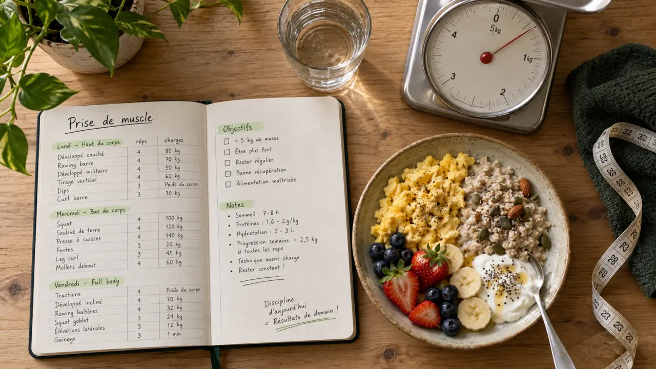 Prise de masse musculaire : surplus contrôlé et nutrition