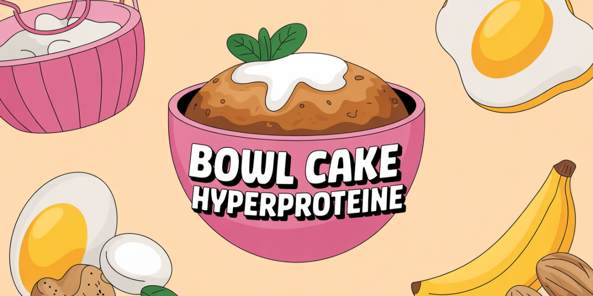 bol cake hyperprotéiné avec ingrédients bruts et ambiance sportive